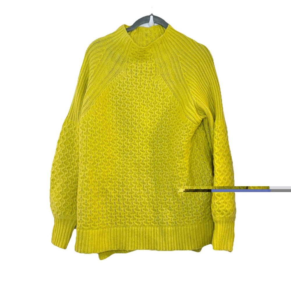 Anthropologie Yellow Bia Mock Neck Alpaca Blend Tunic Sweater Womens Sz S Bright